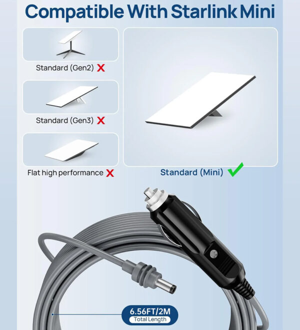Starlink Mini 3M/5M 100W Car Charger One-to-One DC Cable Power Cord Compatible Mini - Image 5