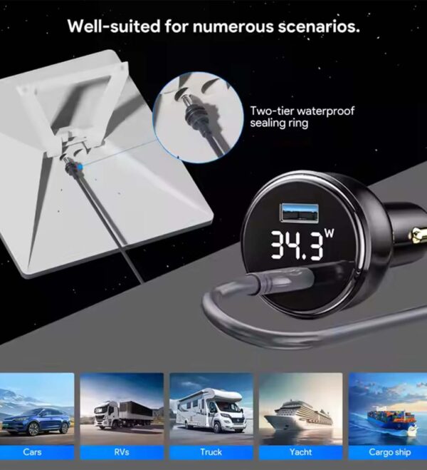 Starlink Mini 100W 2-in-1 Car Charger with 3M Type-C to DC Cable - Image 3