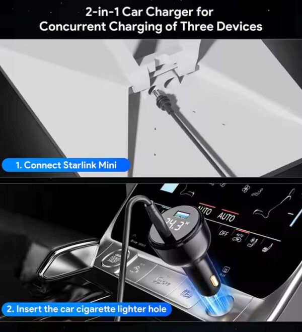 Starlink Mini 100W 2-in-1 Car Charger with 3M Type-C to DC Cable - Image 5