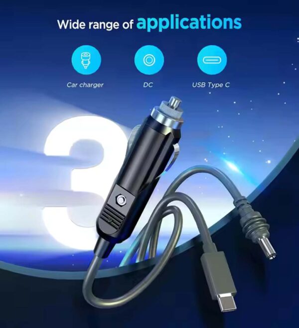 Starlink Mini 100W 3-in-1 Power Cord 3M/5M Car Charger + DC + Type C to DC - Image 4