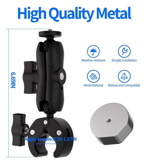 Starlink Mini Clamp with Double Ball Head Magic Arm and Tripod Adapter - Image 3