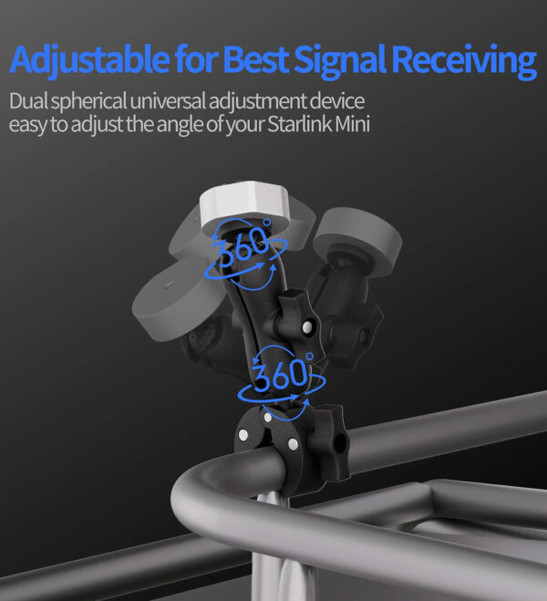 Starlink Mini Clamp with Double Ball Head Magic Arm and Tripod Adapter - Image 4